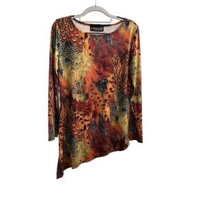The Pyramid Collection Multicolor Floral Bohemian 3/4 Sleeve Top Size XL